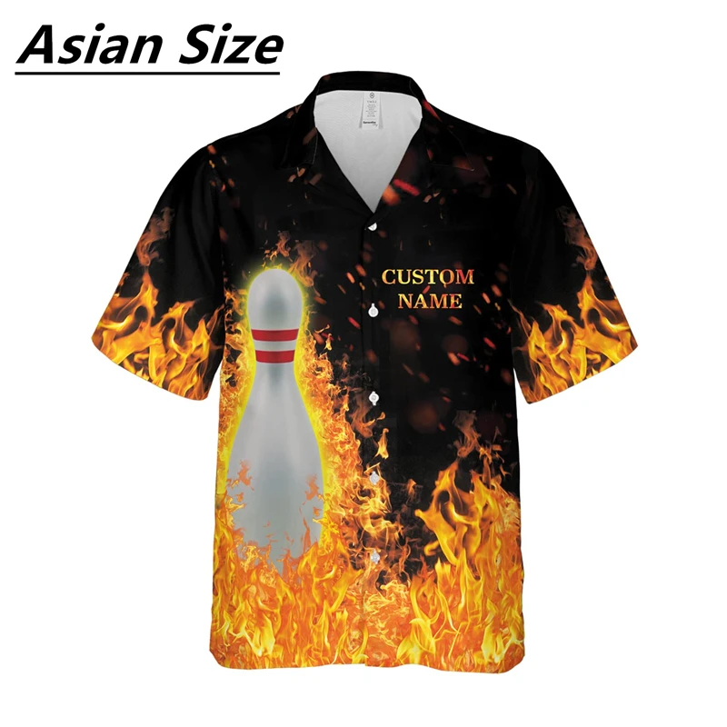 

Fashion Bowling Graphic Shirts For Men Trend Summer Short Sleeve 3D Printed Sports Shirt Casual Oversized Blouse Lapel Tops