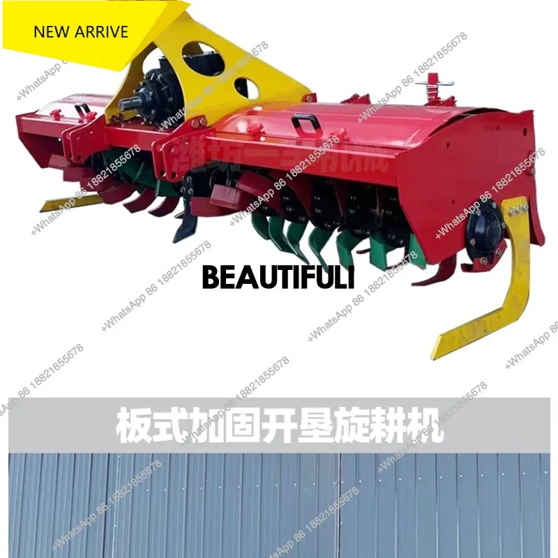 

New reclamation rotary tiller large tractor with a knife to loosen soil, open wasteland, broken grass, plough