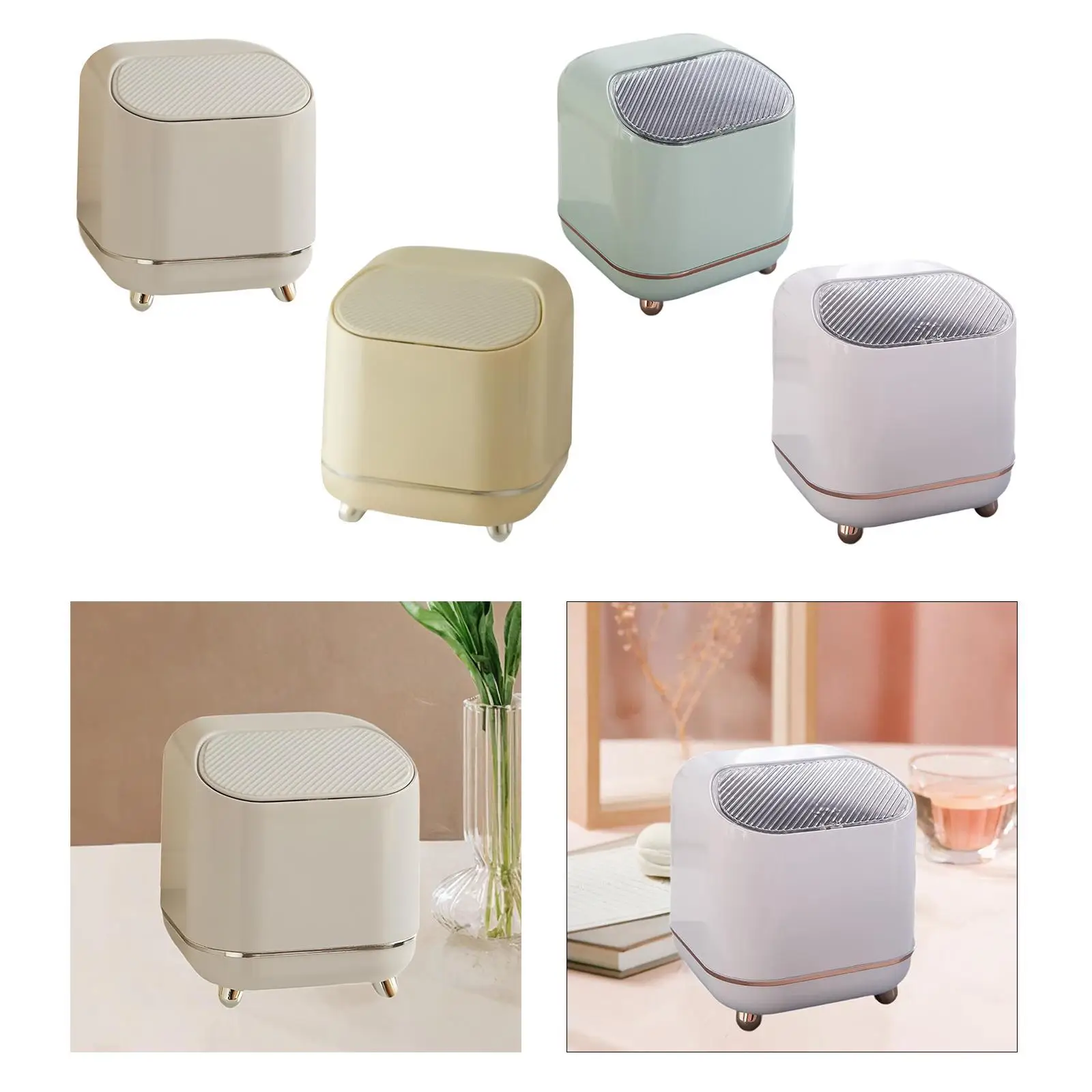 Desktop Trash Can with Lid Stylish Garbage Can for Dresser Office Home