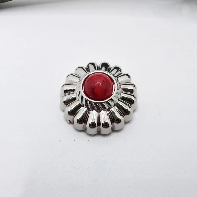 10 Stück Retro-Blumennieten, Chrysanthemen-Abzeichen, dekorative Metallknöpfe mit Schraubverschluss, Schnallen für DIY-Taschen und Kleidungszubehör – Detail 12