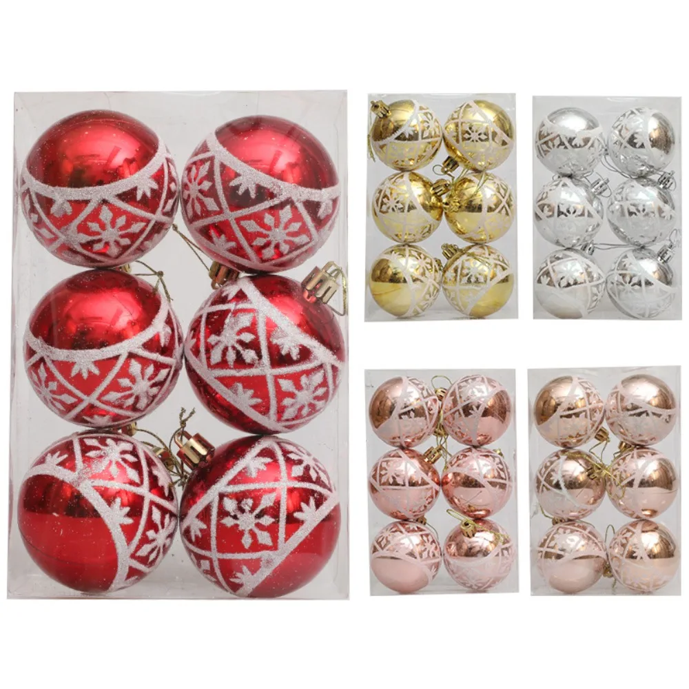 6Pcs/Box Electroplated Plastic Ball Christmas Tree Ornament DIY Crafts Painted Plastic Christmas Gifts Boxes Pendant Pendant