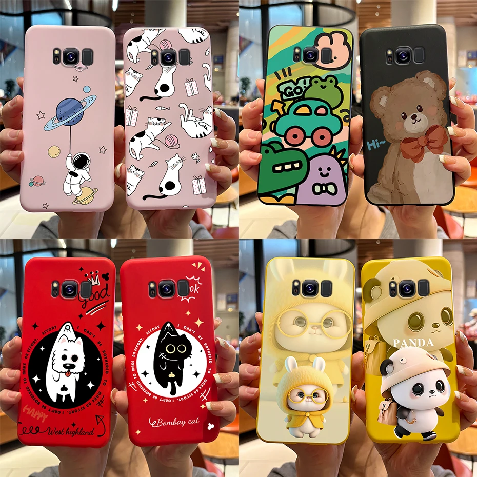 Silicone Phone Case for Etui Samsung Galaxy S8 Plus Cute Rabbit Panda Case Soft Protective Back Cover For SamsungS8 S8Plus Funda