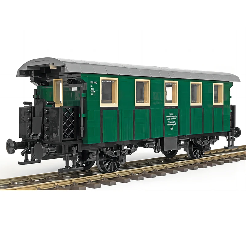 Moc bloco de construção de dois eixos carro de passageiros trem ferroviário transporte brinquedos quebra-cabeça diy modelo tecnologia tijolos conjunto natal presente