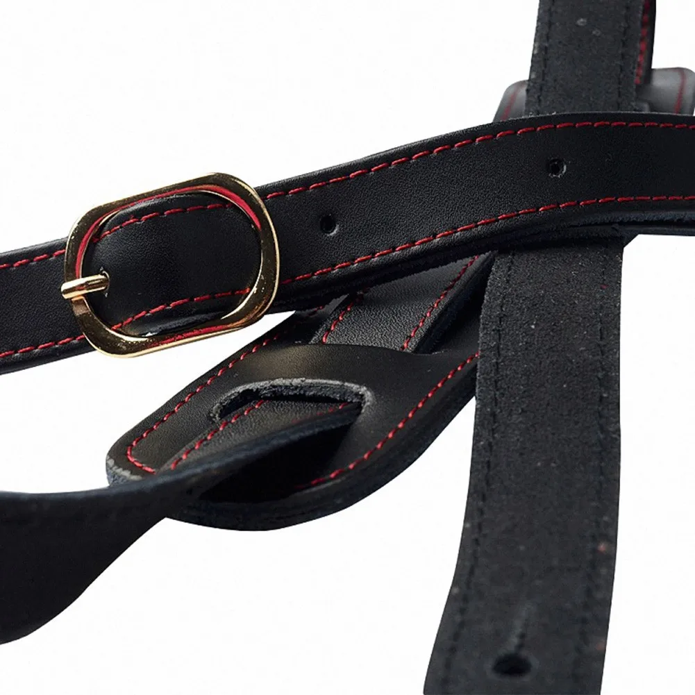 Classic Black Vintage Leather Guitar Strap Adjustable Length Perfect for Electric/Acoustic/Classical Guitar/Bass