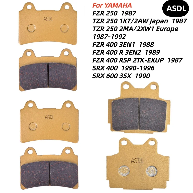 Juego de pastillas de freno delanteras y traseras para motocicleta, para YAMAHA FZR250 1KT 2AW 1987 FZR400 3EN1 1988 SRX400 SRX600 1990 FZR TZR SRX 250 400 600