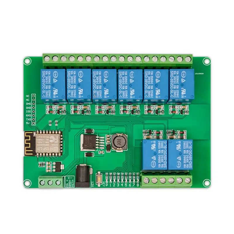 [NEW!A08R】 8-CH Relay Module DC12-24/5V Power Supply Onboard ESP-12F Wifi Module For Secondary Development