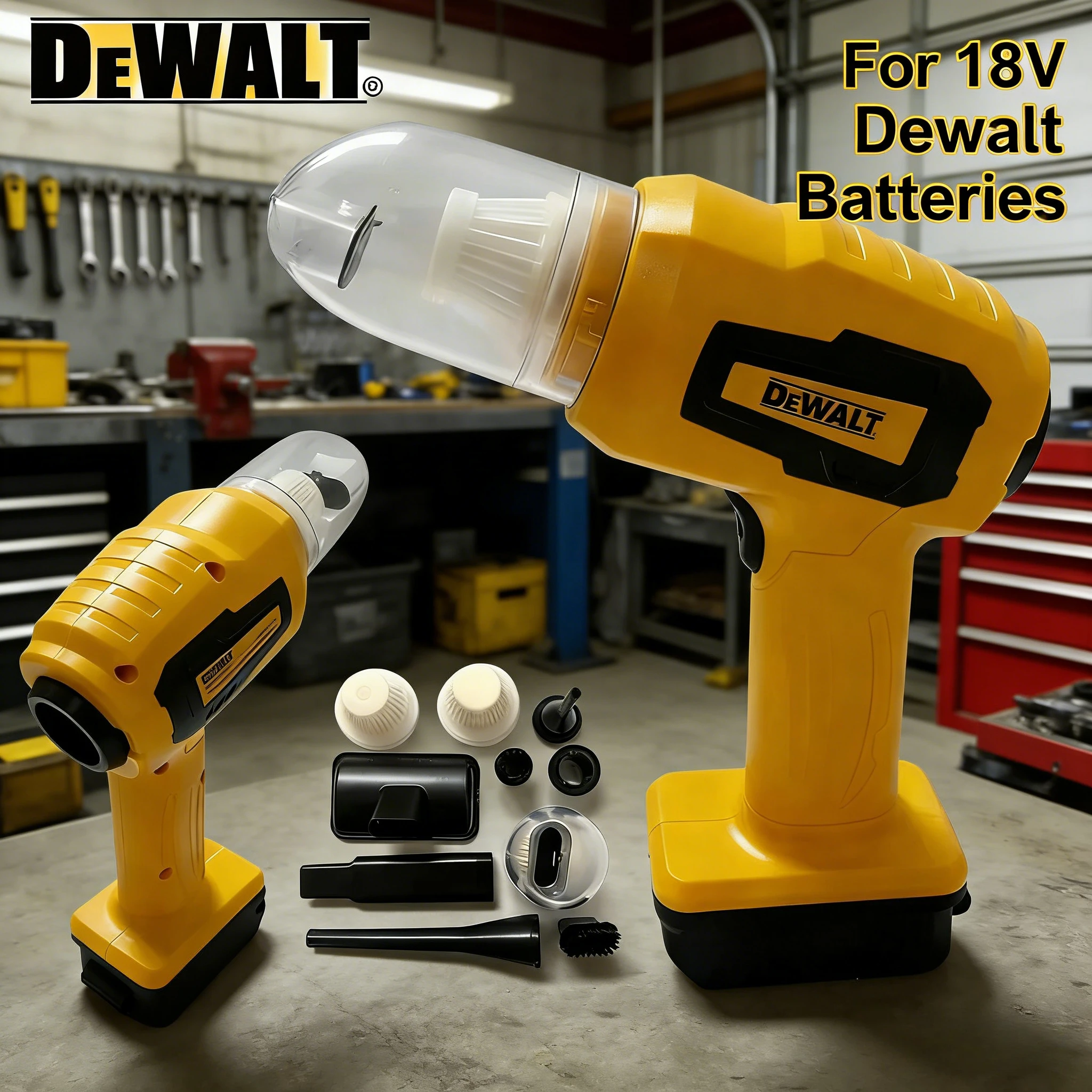 

Беспроводной ручной пылесос DEWALT Mini Strong Suction с высокой мощностью всасывания и функцией выдува, 7 насадок, для аккумуляторов 18В/20В