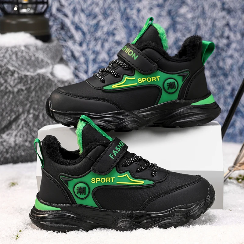 

Winter Plush Boys Sneaker Children Tennis Shoes New Warm Cotton Kids Casual Sneaker Snow School Sports Shoes for Boy