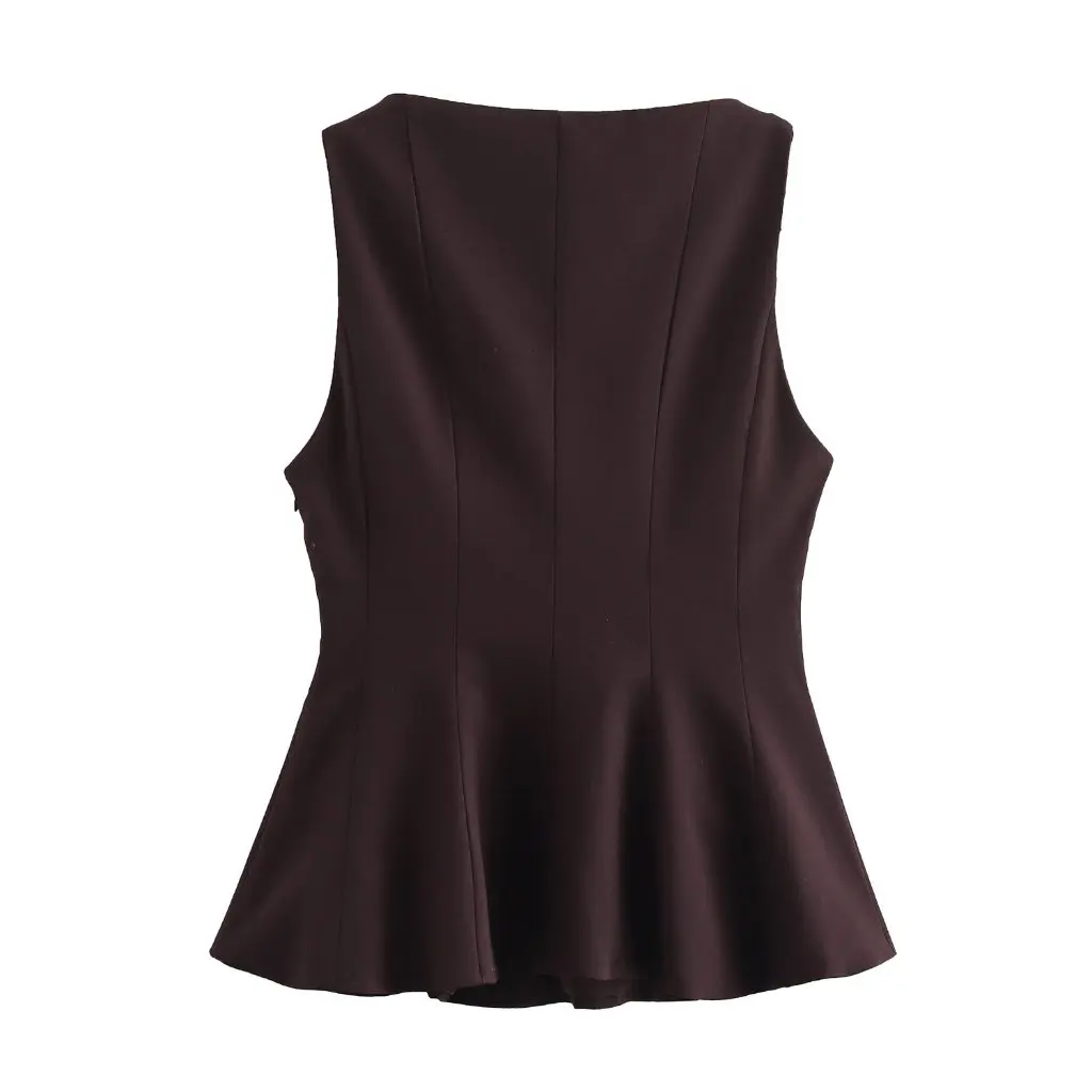 

European And American Style Ruffled Hem Sleeveless Slim Top for Women Fashionable Autumn Trendy Wholesale 987443946611