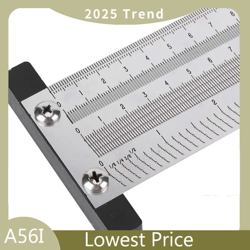 ABDD Ultra Precision Marking Ruler, Stainless Steel Metric Version Woodworking Scribing Ruler Gauging High Precision T Square