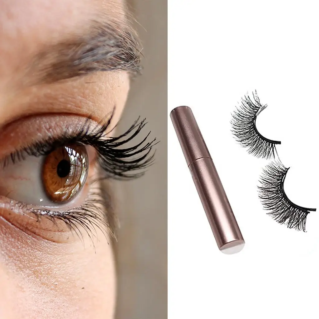 Falsches Wimpern-Set mit flüssigem Eyeliner, natürlich dauerhaftes Verlängerungsset für tägliches Make-up, Geburtstag, dramatische Treffen, natürlicher Look