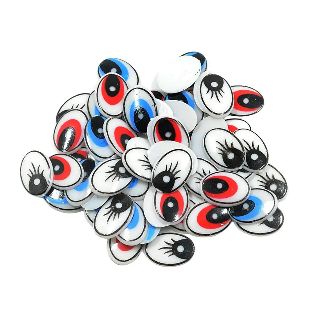 DIY Toys Supply Plastic Cartoon Eyes Flat Oval Embellishment for Decorative Dolls Animal Puppet Miniature Objects