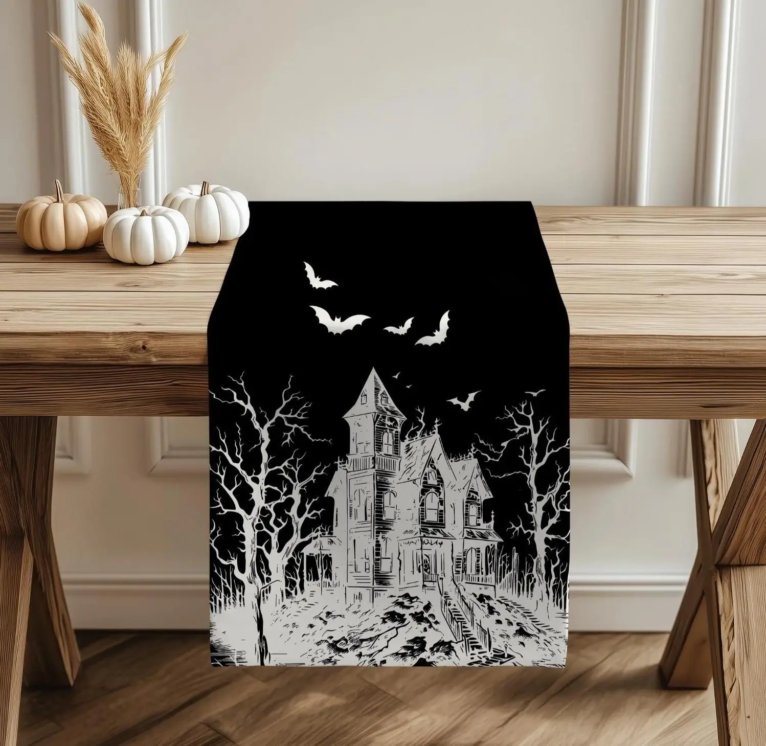 Halloween Long Table Runner Bohemian style Placemats Table Runner Fall Table Mat for Party Kitchen Dining Table Kitchen Island