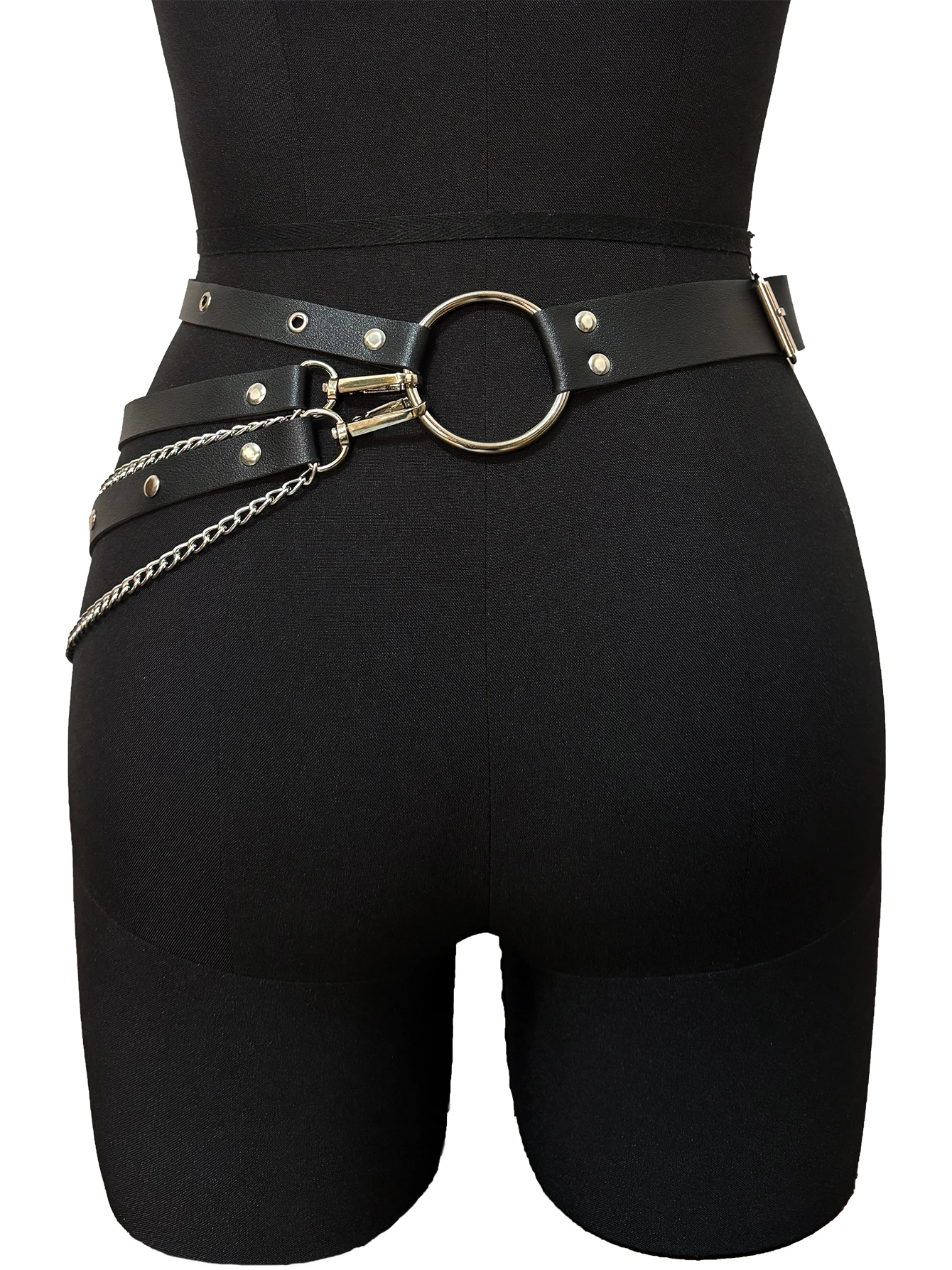 Verstellbarer PU-Leder Gürtel für Damen, Sexy Taillen-Harness, Gothic Bauchkette, Festival-Schmuck für Mädchen – Detail 9