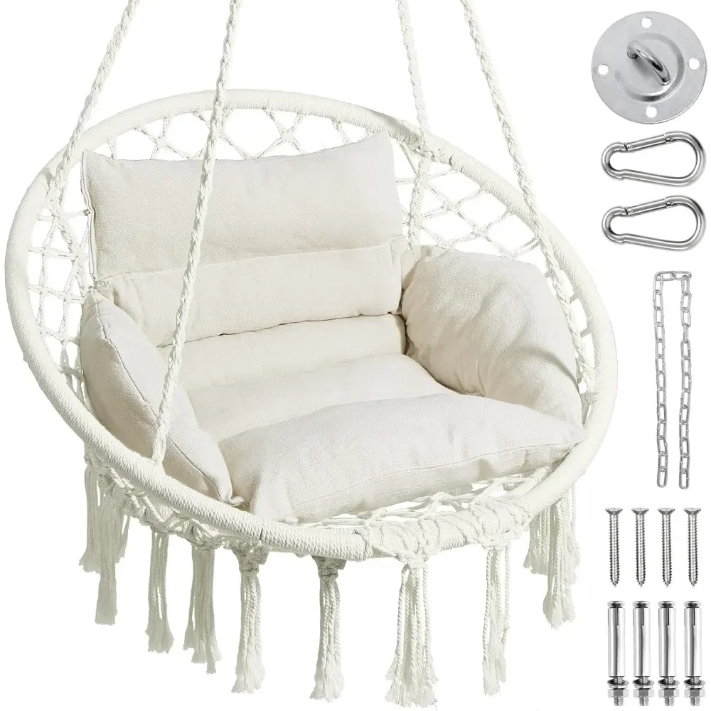 

Swing Chair with Comfy Cushion, Boho Hanging Chair for Outdoor & Indoor, Perfect for Bedroom, Patio, Balcony, Hold up to 330Lbs