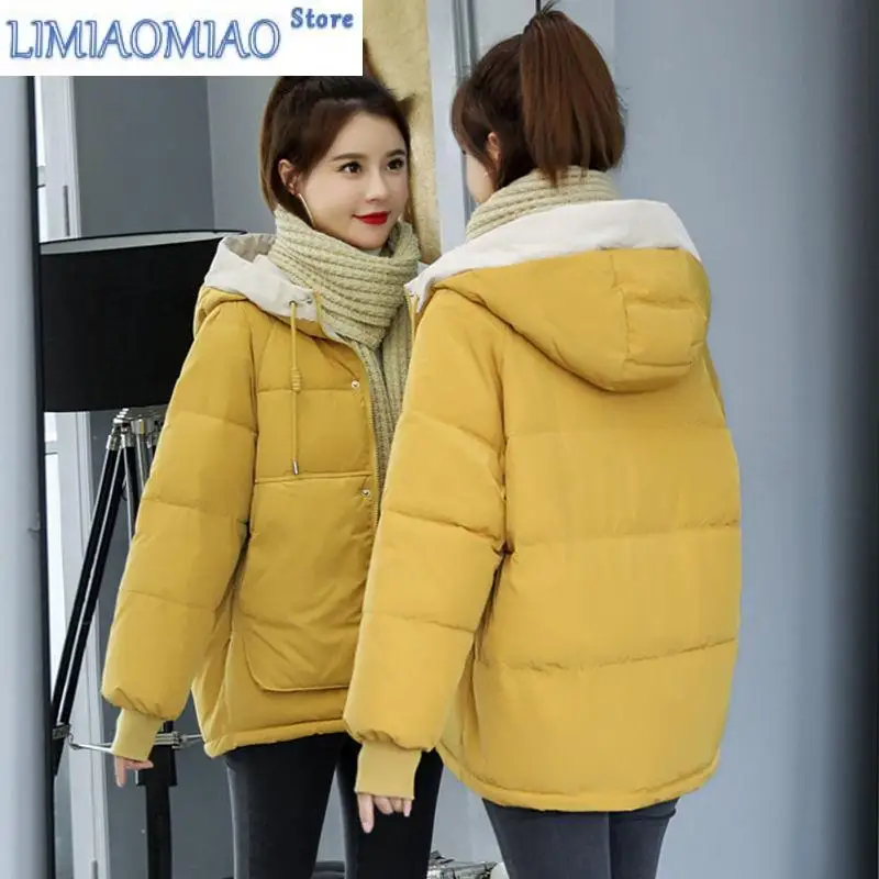 Winter Women's Cold Coat Clothing Trends Warmth Parka Puffer Jackets Cotton Jacket Thick Hooded Coat Windbreaker Short Outerwear