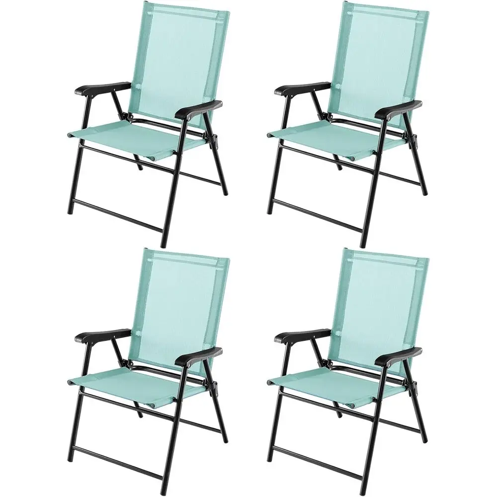

Turquoise Portable Sling Back Patio Chairs Set of 4 for Outdoor Dining, Beach, and Camping