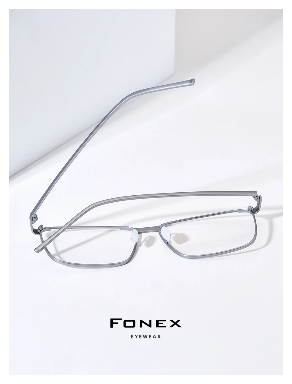 FONEX Reines Titan Brillengestell Männer Markendesign Quadratische Brillengestell Große Größe Japanische Custom Brillen 8526 – Detail 3