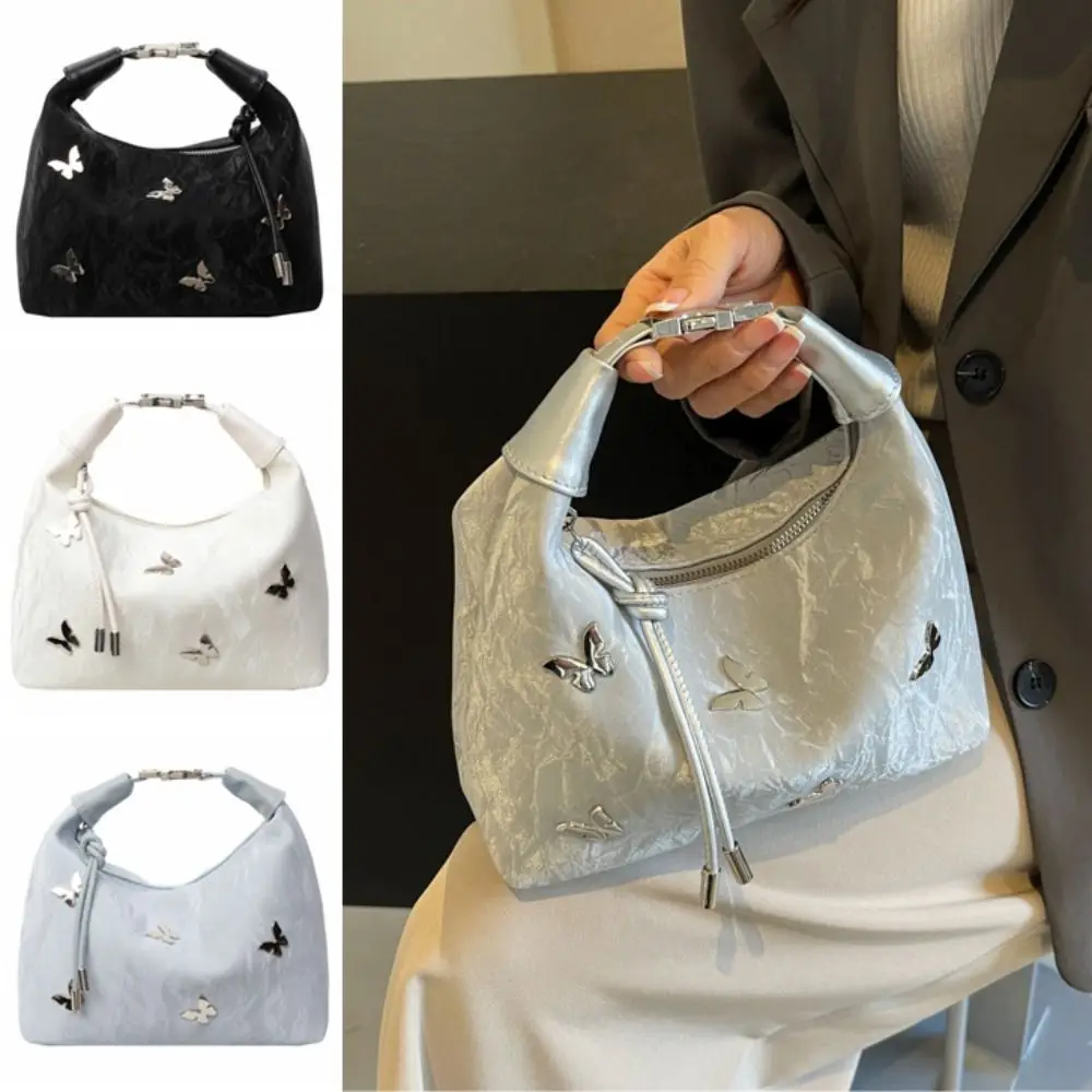 

Casual Solid Color Chinese Style Handbag Zipper Retro Cheongsam Bag Fashion PU Leather Butterfly Crossbody Bag Women