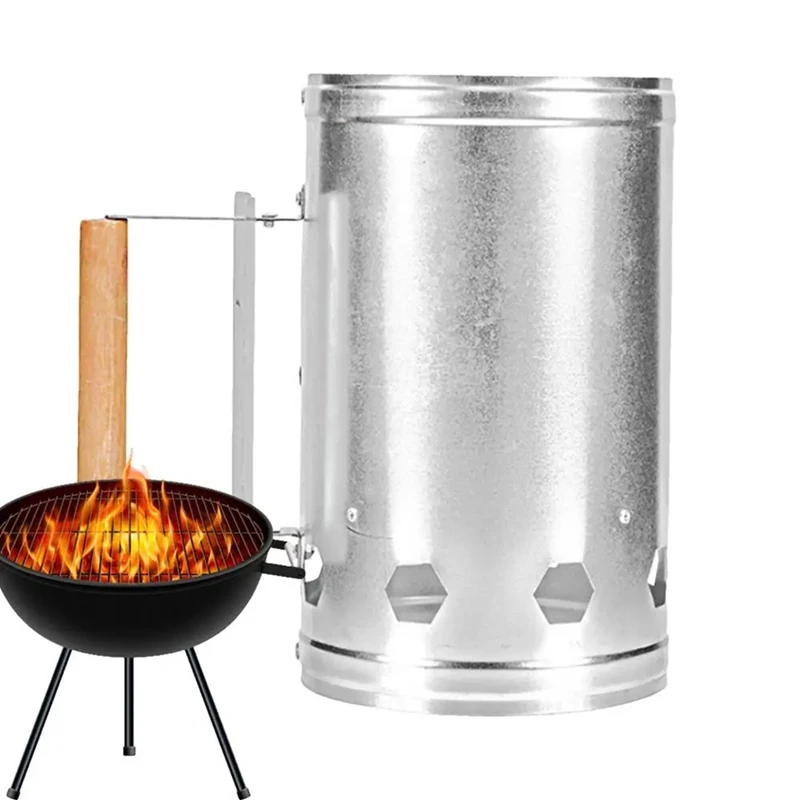 Metal Ignition Charcoal Barrel Fast Fire Start Bucket With Handle Outdoor Camping Carbon BBQ Rack Tools Fire Burning