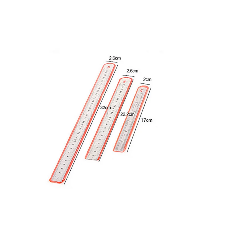 3 stks/set roestvrijstalen liniaal voor techniek schoolkantoor 15 cm/20 cm/30 cm