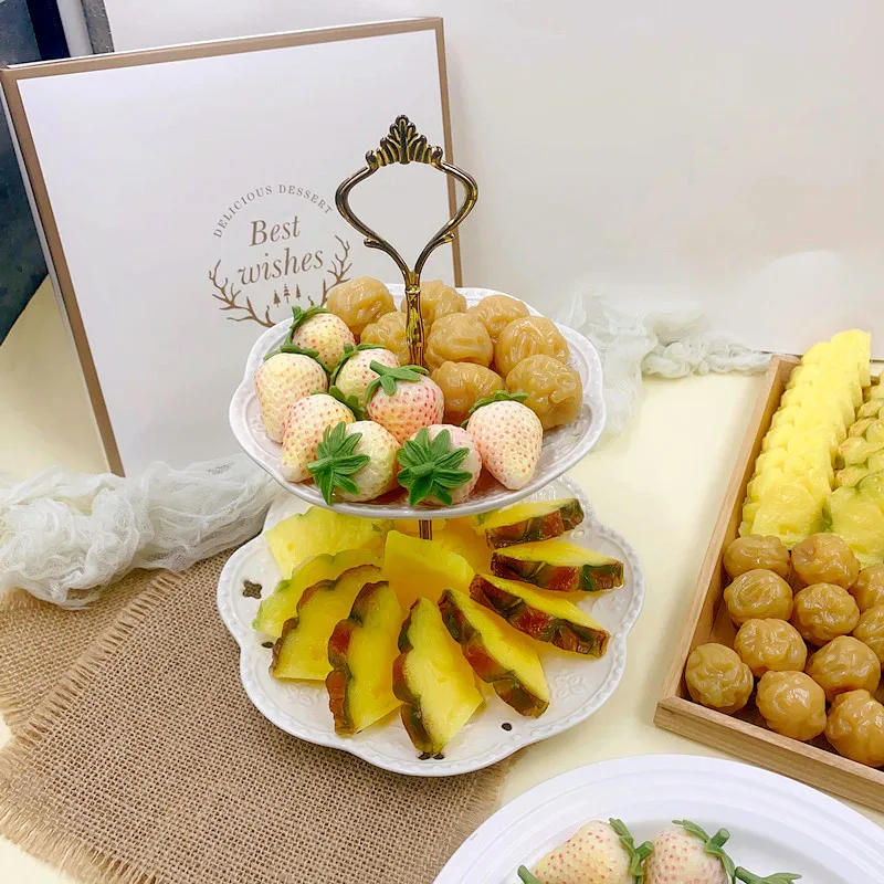 1Pcs Simulation Pineapple Slice PVC Artificial Fruit Cutting Slice Fake Food Model Crafts Photo Props Festive Party Table Decor
