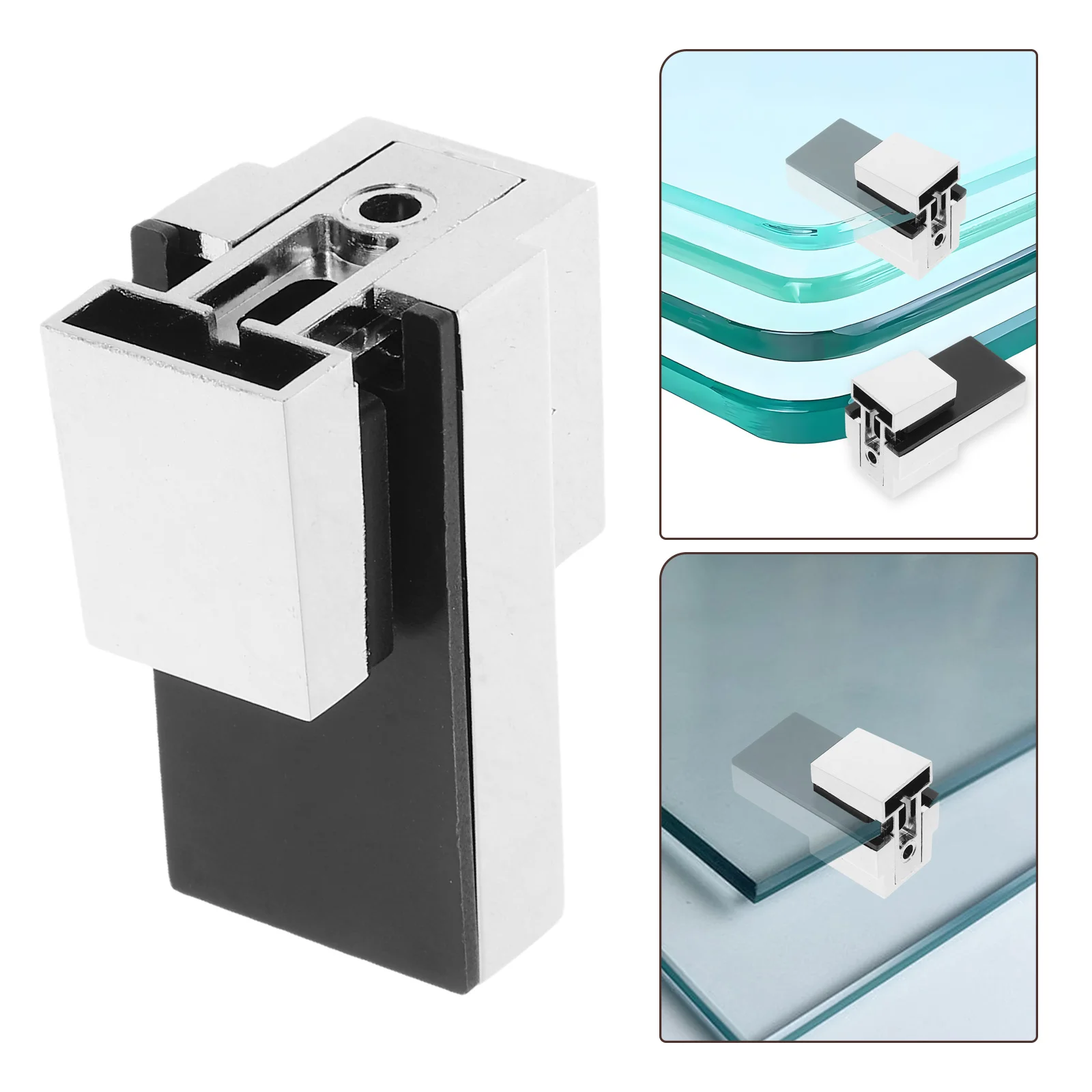 

4Pcs Glass Brackets Sturdy Fixed Clamps Heavy Duty Shower Screen Shelf Support Metal Holder for Kitchen Cabinet Panels