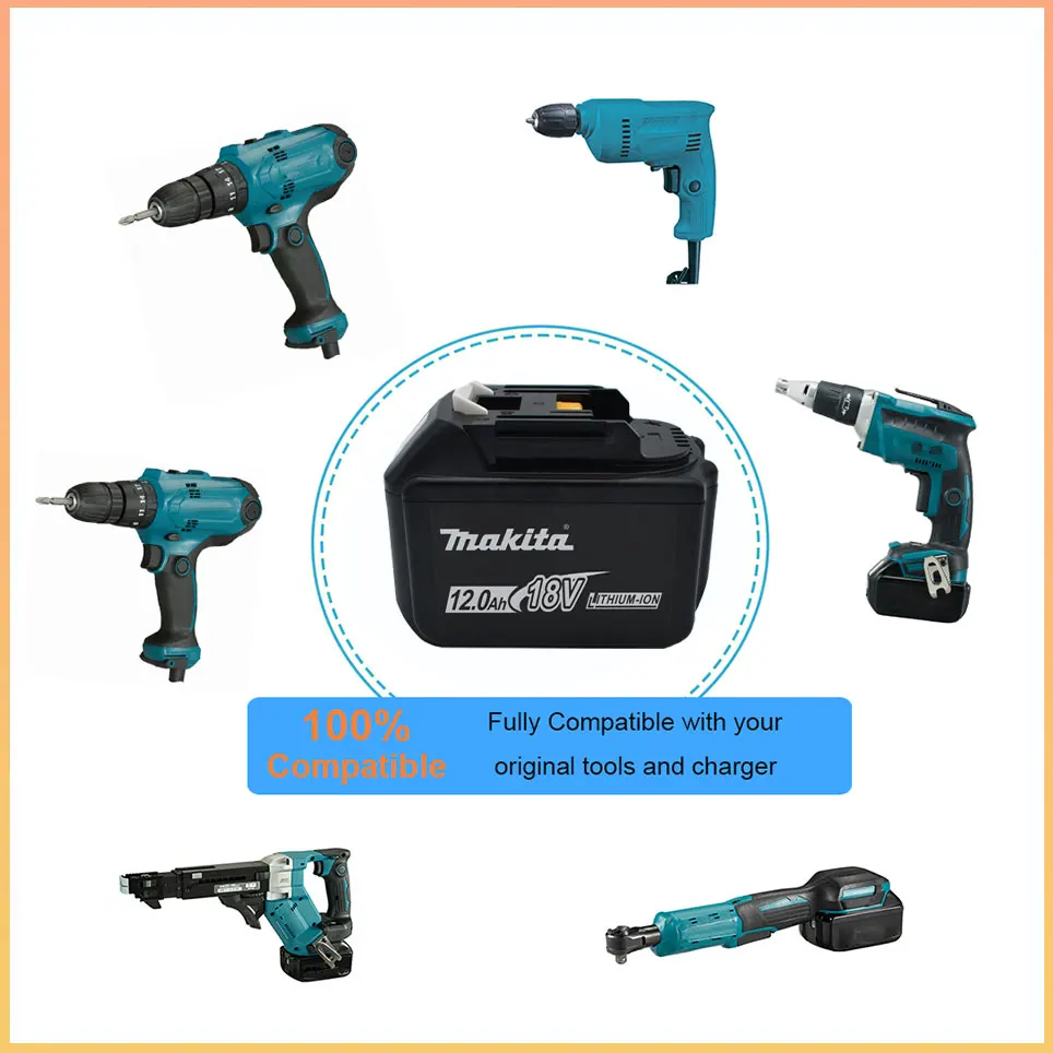100% Makita Replacement 18V 12.0Ah Battery For BL1830 BL1830B BL1840 BL1840B BL1850 BL1850B rechargeable battery LED indicateur image 4