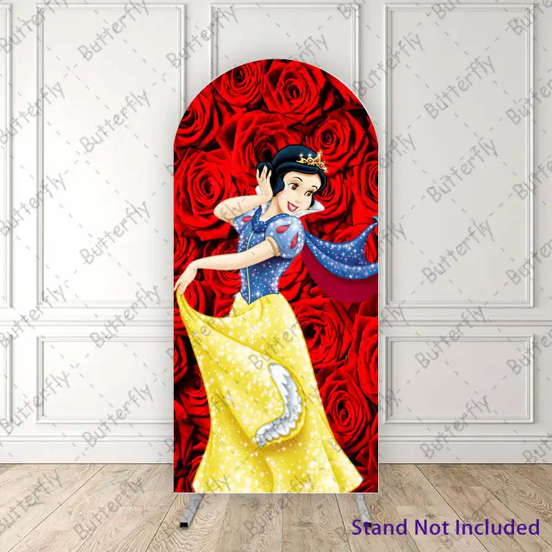 Dreamy Disney Princess Cartoon Cute Snow White Dress Arch Photography Backdrop Cover Girls Birthday Party Background Decoration