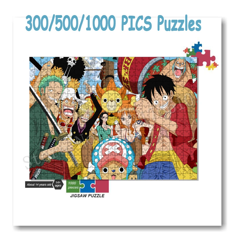 Luffy Solon French Jigsaw Puzzle One Piece 300/500/1000 Pics Cartoon Anime Educational Puzzles Kids Decompressed Game Home Decor