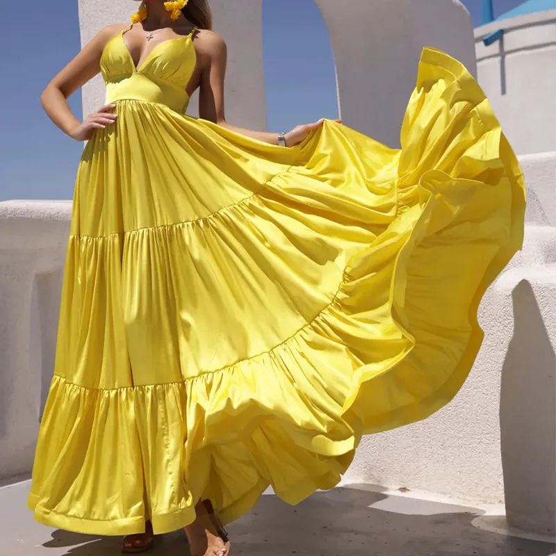 Damen Langes Kleid A-Linie Vestidos Y2k Streetwear V-Ausschnitt Ärmellos Sexy Trägerkleid Elegant Strand Party Nacht Arbeit 2026 Sommer
