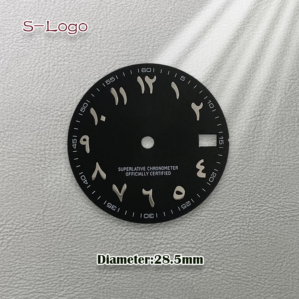 28.5mm S Logo NH35 Dial NH35 Silver Nail Blue Green Silver Arabic Letter Hot Selling Dial Suitable For NH36 NH35 Movement Tools