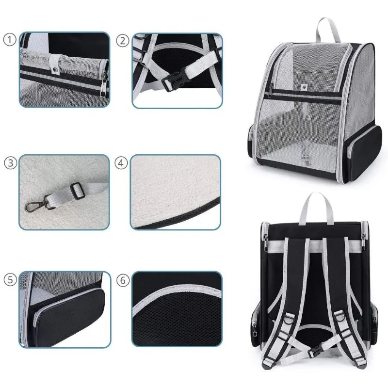 Foldable Breathable Large Capacity Dual Cat Backpack Outdoor Travel Portable Pet Carrier Shoulder Bag Ventilation Mesh Perfect