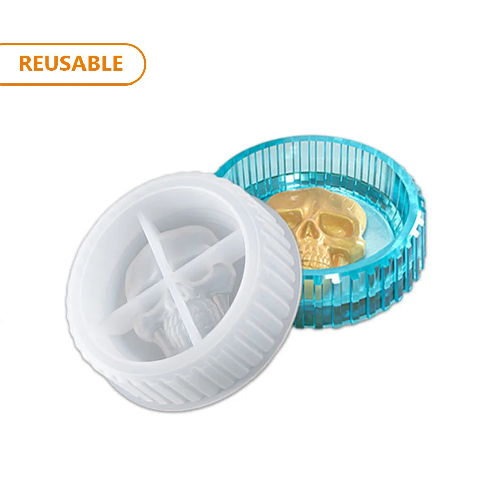 Halloween Skull Head Silicone Mold Flexible Ashtray Mold for Epoxy Resin DIY Crafts Handmade Supplies Silicone Molds for Resin