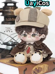 멋진 강아지 탐정 레트로 다크 브라운 유니폼 망토 모자 의상, 코스프레, 20cm 플러시 코튼 인형 옷 액세서리, 애니메이션