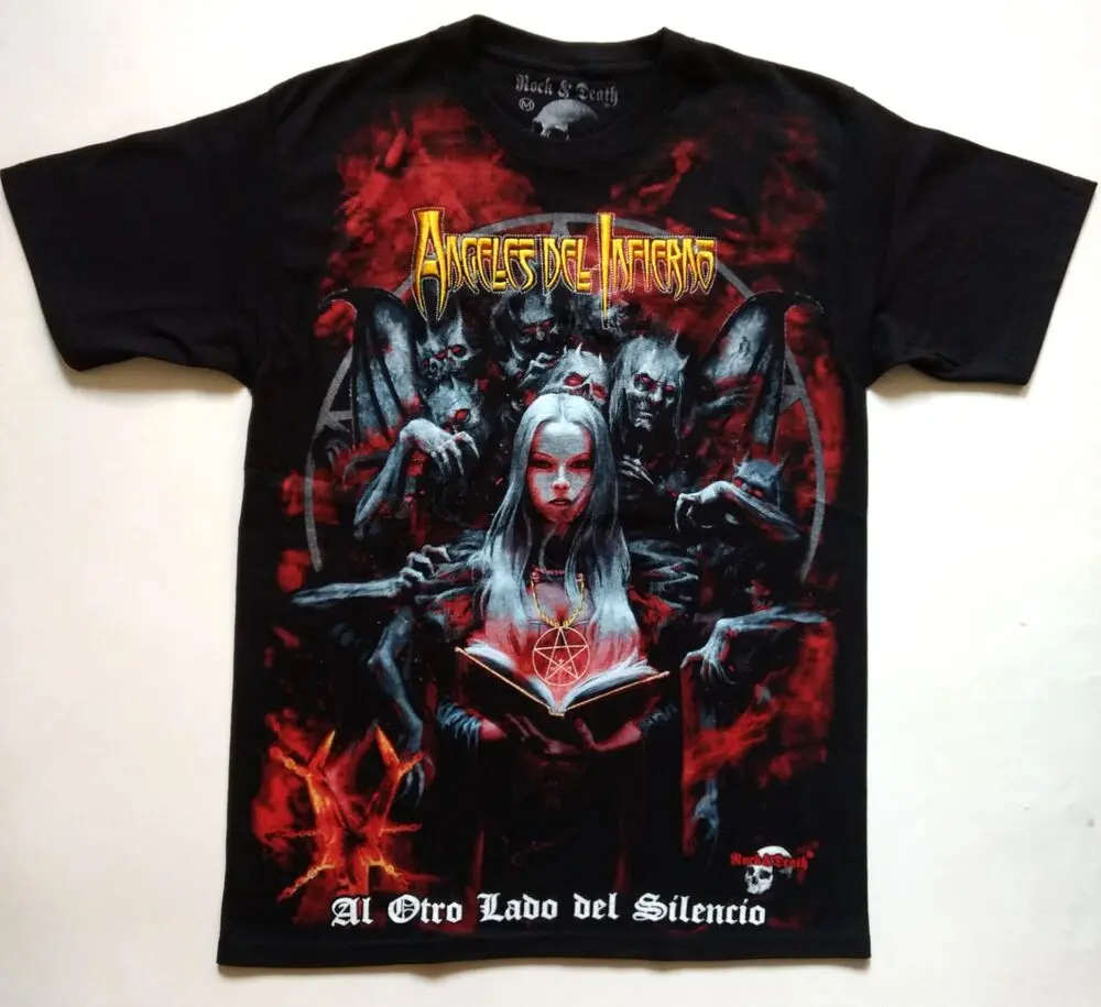 

ANGELES DEL INFIERNO T-Shirt RARE Embroidered Logo Baron Rojo Rata Blanca Mago