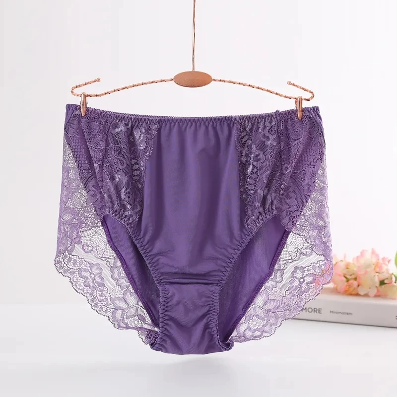 

Women's Briefs Soft Lace Elastic Sexy Lingeries Milk Wire Waist Plus Size 7XL Underpants Female Underwears Lady Panties