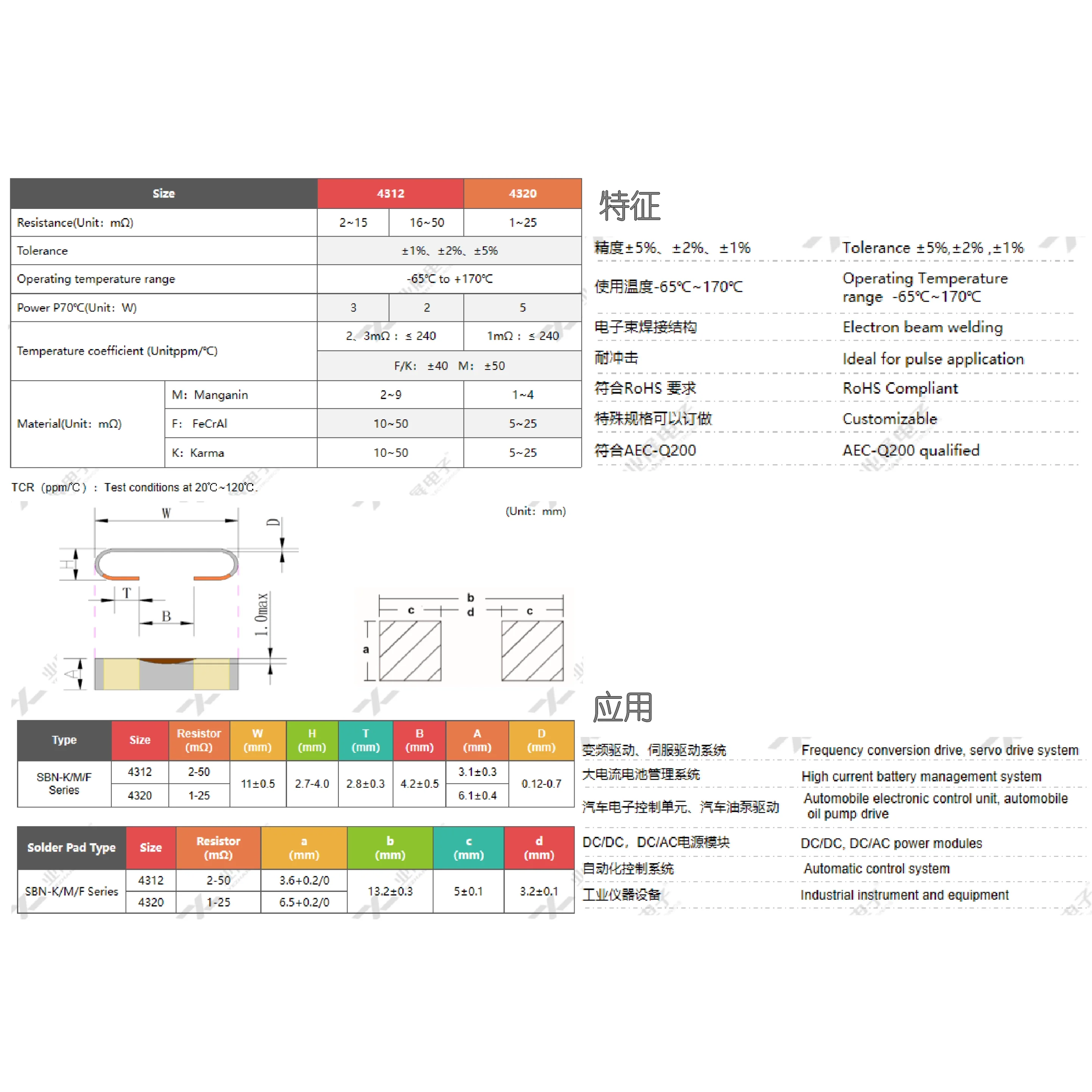 10PCS/SBN-K-15F-T 5W 1% R015 manganese copper SMD 4320 alloy sampling shunt resistor 15mohm