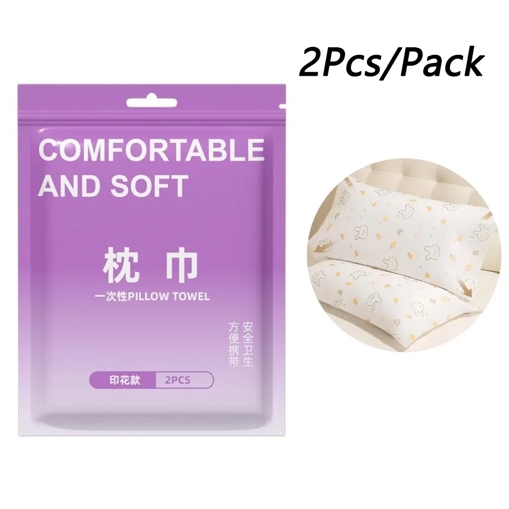 2Pcs/Pack Premium Thickened Disposable Pillowcase Double Layer Soft Breathable Travel Pillow Case Bedding Covers Train Sleeper