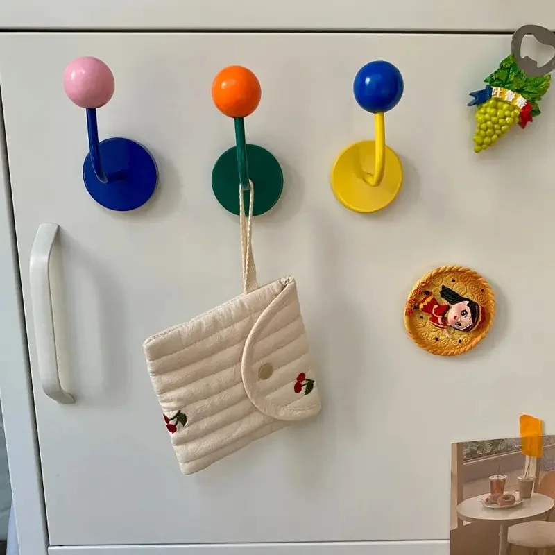 Colorful Magnetic Hook, No-Drill Metal Hanger for Refrigerator, Metal Door, Kitchen and Bathroom Small Item Storage, 1pc