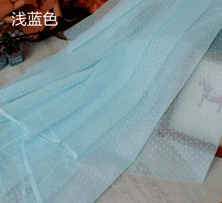 1Meter Groene Koffie Franse Dot Polka Tule Mesh Stof Mode Polyester Voile Stof Voor Party Kleding Diy Pop Accessoire doek