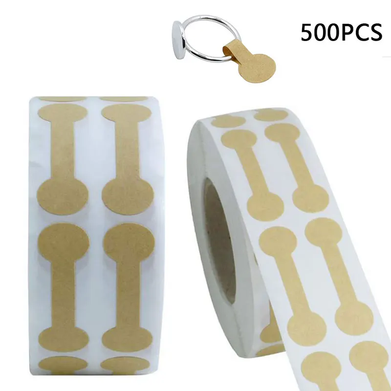 (.) 500pcs Brown Price Tags Self Adhesive Barbell Stickers Display for DIY Necklace Ring Bracelet Earring Jewelry Labels