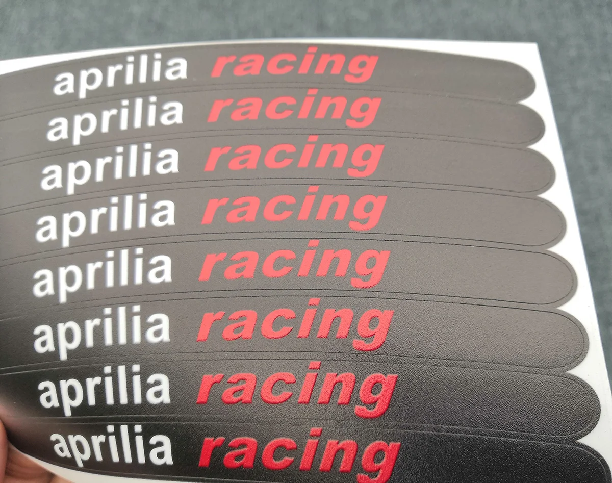 8 X Aprilia Racing Motorcycle Wheel Decals Rim Stickers Laminated Rs Rsv Tuono