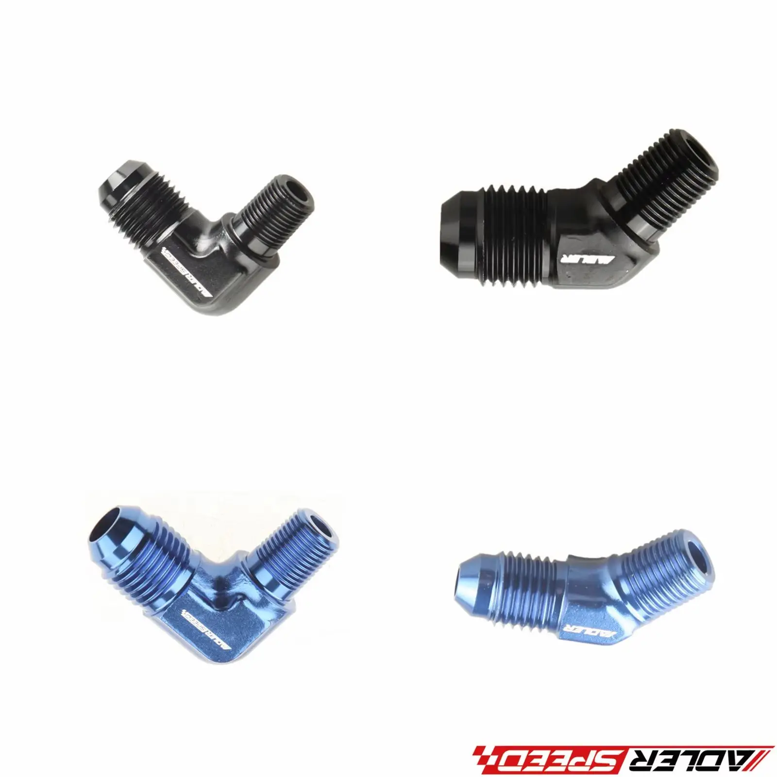 

45/90 градусов 4AN AN-4 до 1/8 дюйма NPT переходник мужской шланговый фитинг адаптер алюминий синий/черный