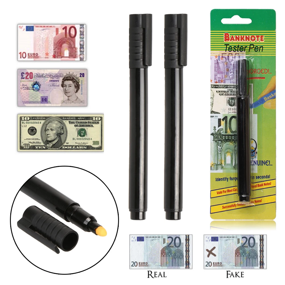 2pcs Money Checker Tester Pen Portable Mini Currency Detector Pen Lightweight Banknotes Tester Pen Graffiti for US Dollar Bill