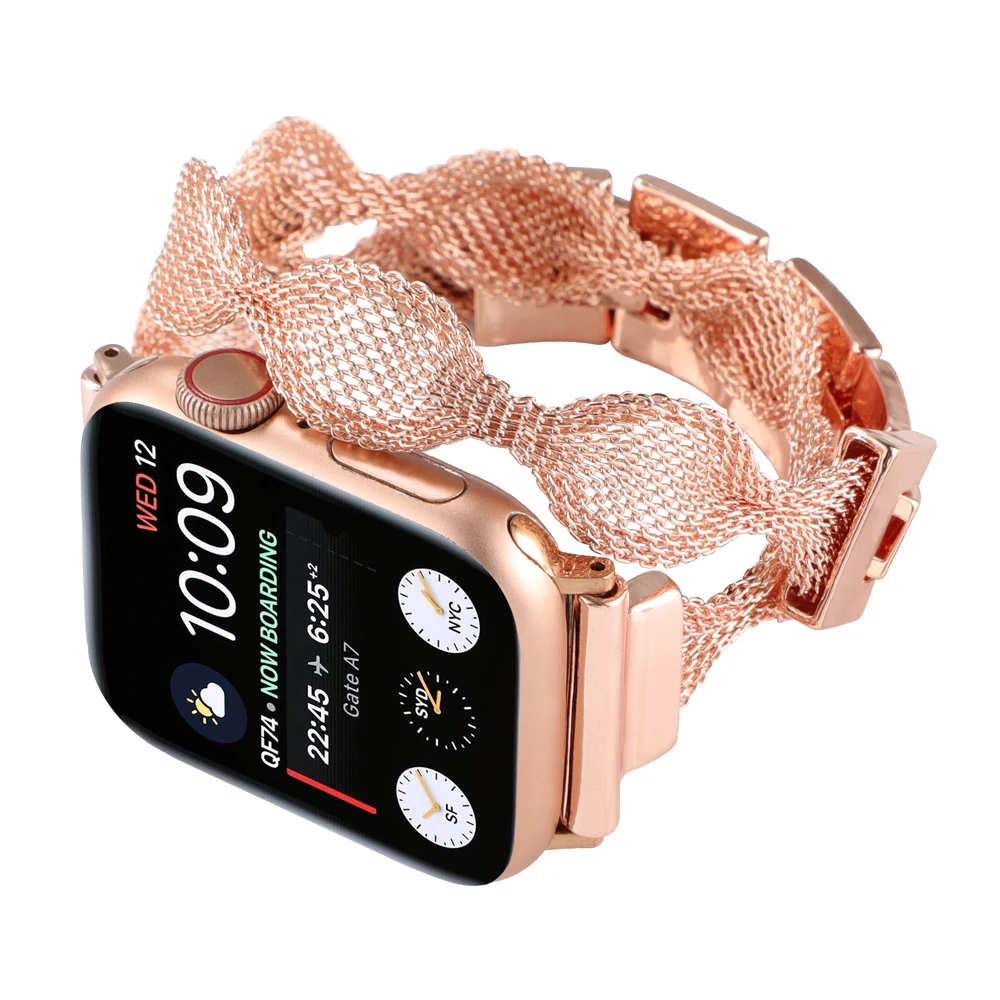 

Double Tour Metal Straps For Apple Watch Band 49mm 44mm 40mm 45mm 41mm Women's Luxury Bracelet iWatch series 7 3 5 SE 6 8 Ultra