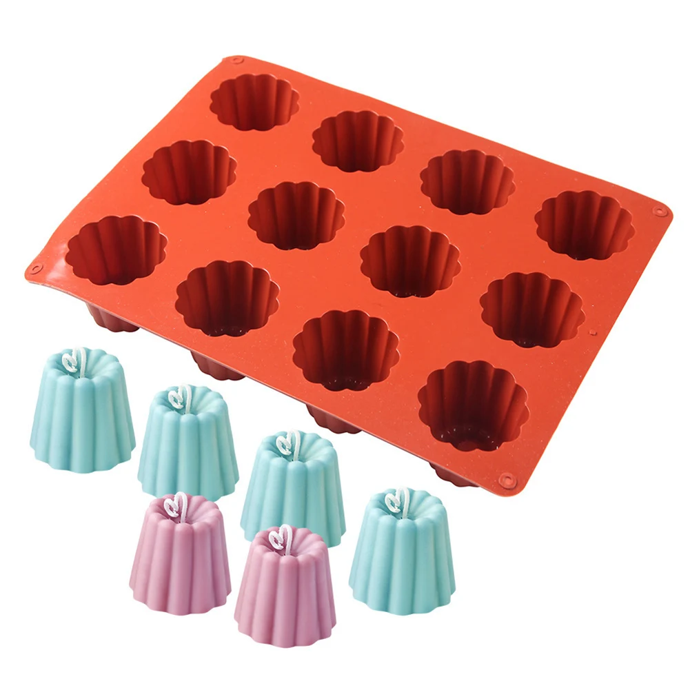 12/15 Cavity Round Cylinder Silicone Mould Non-stick Canelé Mould Baking Tin Canneles Cake Pan Soap Mold Cupcake Silicone Mold