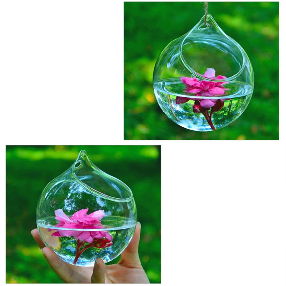 1pc Creative Clear Hanging Ball Glass Flowerpot Office Garden Decor Flower Planter Vase Terrarium Container Landscape Bottle