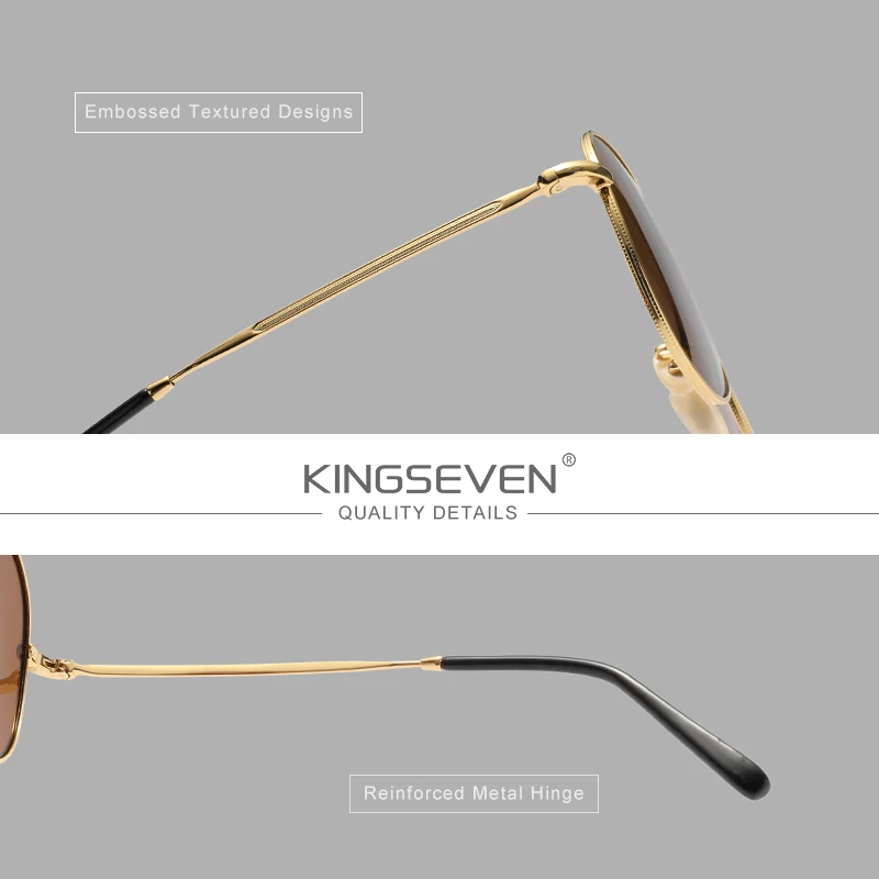KINGSEVEN Pilot Männer Sonnenbrille Polarisierte Legierung Rahmen UV400 Gläser Frauen Retro Luxus Männlich Weiblich Fahren Kausalen Sommer Brillen – Detail 2