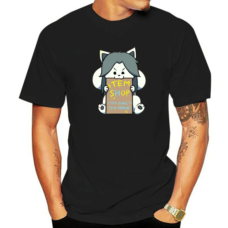 Temmie Tem Shop Undertale Black T-shirt Video Game Free ShippingTops wholesale Tee custom Environtal printed Tshirt cheap wholes